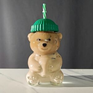 Glass Green Bear-Shaped Bearista Water Bottle